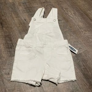 Old navy white jean short overalls